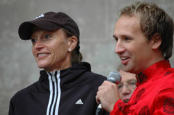 From the left: Grete Waitz and Thomas Stanghelle, Central Park, New York City, October 1st 2006